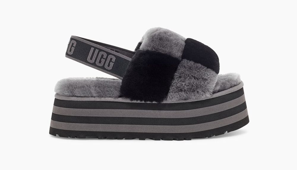 Ugg Slides Canada - Ugg Women's Disco Checker Black / Dark Grey